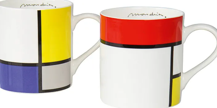 2 Kaffeebecher mit Künstlermotiven von Mondrian