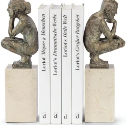 Angeles Anglada: ​ Skulpturenpaar / Buchstützen »Boy and Girl«, Kunstguss Steinoptik​