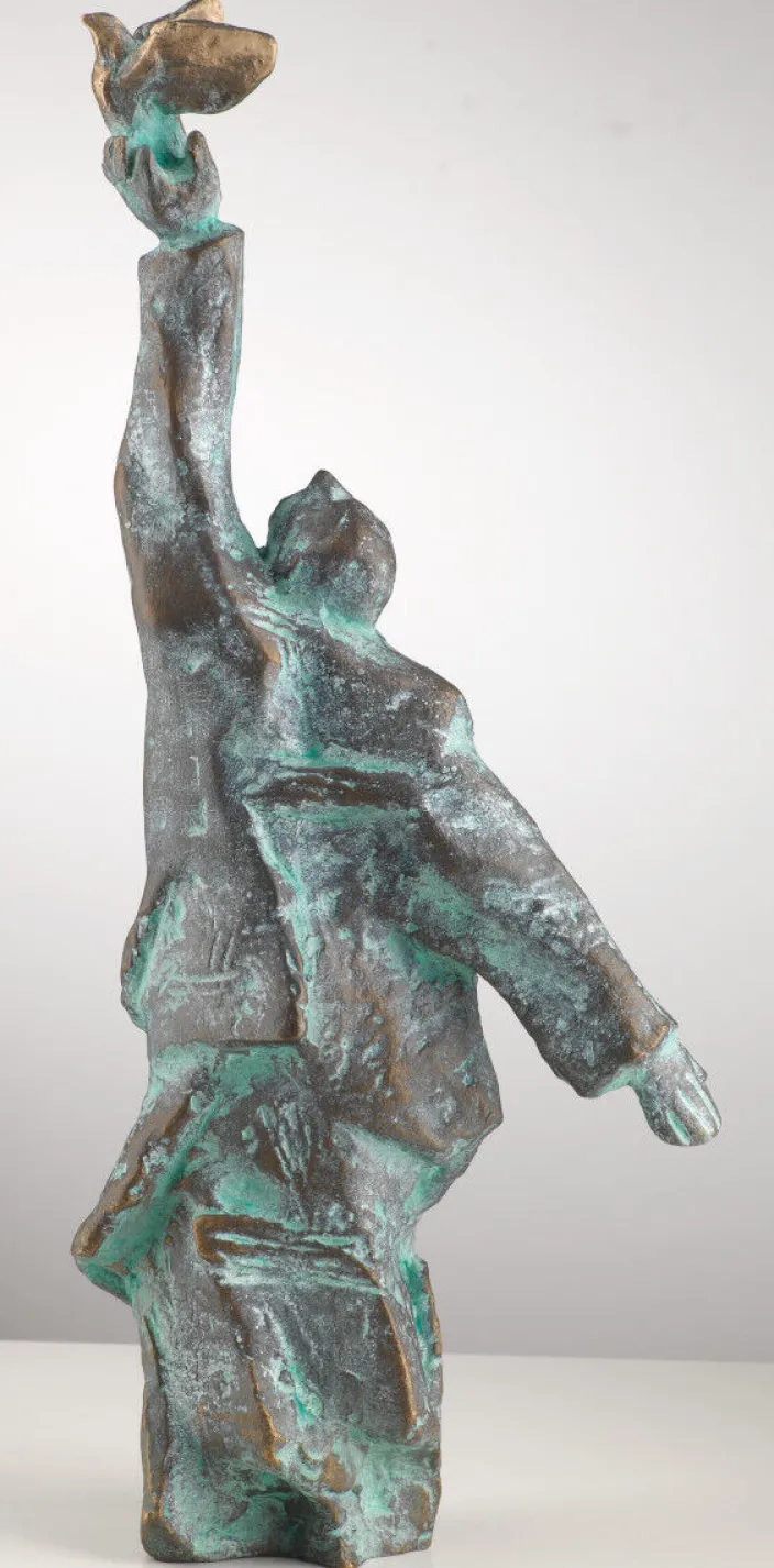 Christoph Fischer: Skulptur »Der Gedanke« (2023), Version Bronze grün 
