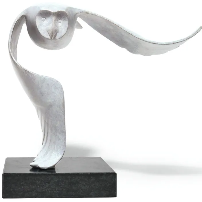 Evert den Hartog: Skulptur »Sneeuwuil - Schneeeule«, Bronze grau