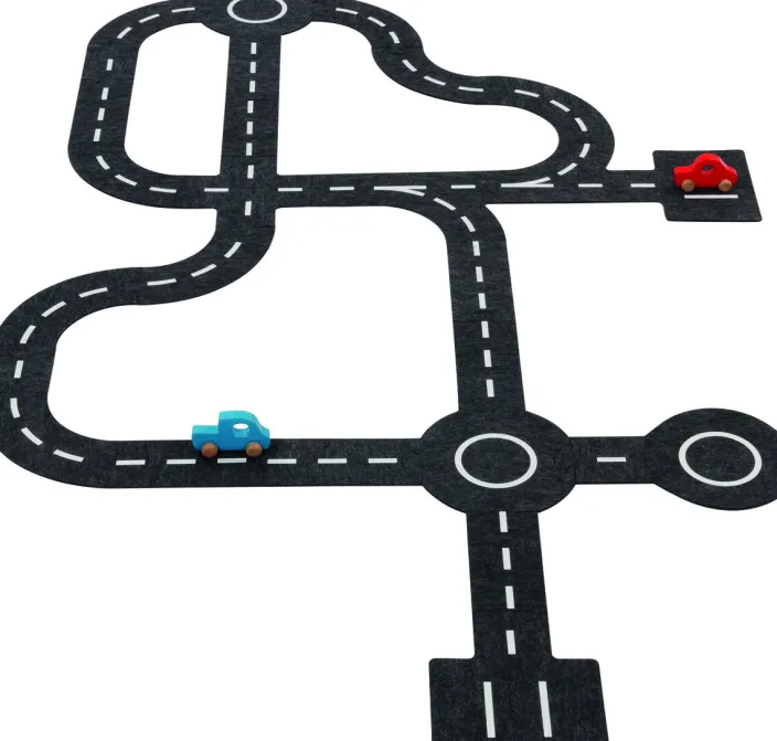 Filz-Spielstraße mit 2 Fahrzeugen