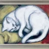 Franz Marc: Bild »Die weiße Katze« (Kater auf gelbem Kissen) (1912),