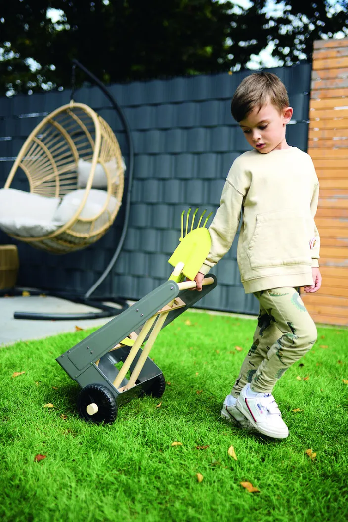 Gartentrolley mit Werkzeug-Set für Kinder