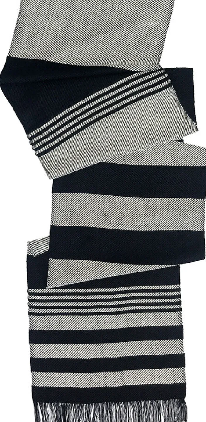 Gewebter Seidenschal Schwarz und Weiß