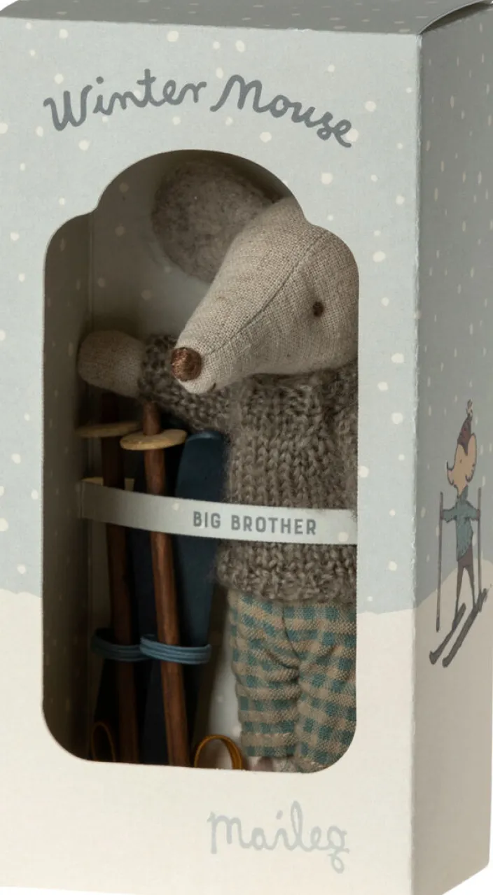 Großer Bruder Wintermaus mit Ski