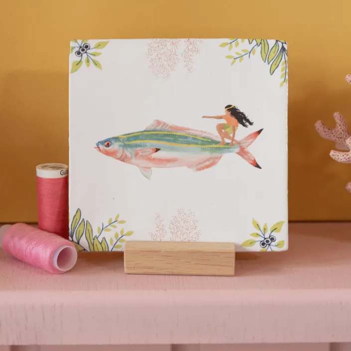 Keramikfliese »Auf den Wellen reiten«