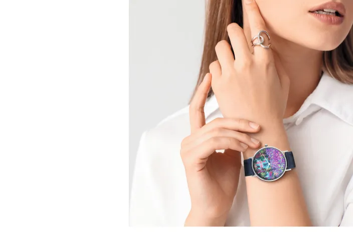 Künstler-Armbanduhr »Monet - Irisbeet in Monets Garten«