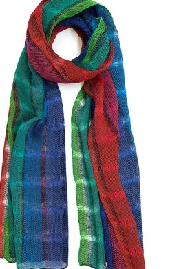 Leinenschal buntgestreift