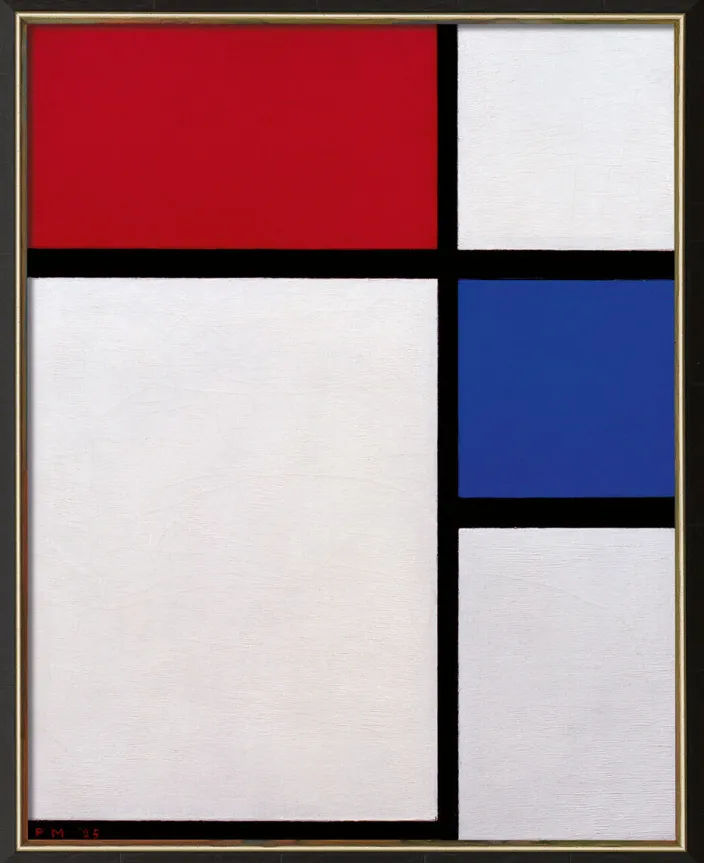 Piet Mondrian: Bild »Komposition No. II, mit Rot und Blau« (1929), gerahmt
