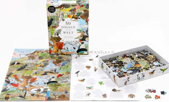 Puzzle »In 50 Vögeln um die Welt«
