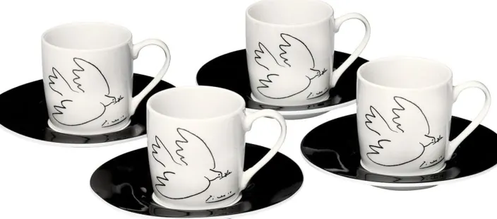 4-teiliges Espressotassen-Set »La Colombe de la Paix«, nach Pablo Picasso