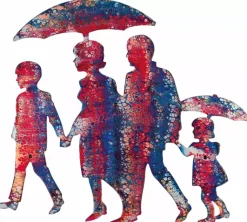 Wandskulptur »Walking in the Rain«