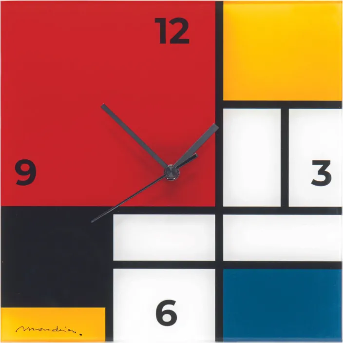 Wanduhr nach Mondrian »Komposition in Rot, Blau, Gelb und Schwarz«