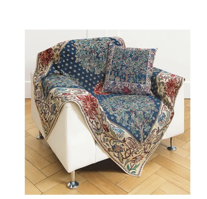 Wohnplaid und Kissenhülle »Tree of Life« im Set - nach William Morris