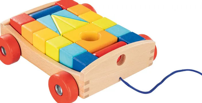 Ziehwagen mit 20 Bausteinen